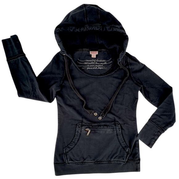 Mossimo Supply Co. (Target) Distressed Pullover Hoodie Small Black 100% Cotton - Picture 9 of 14